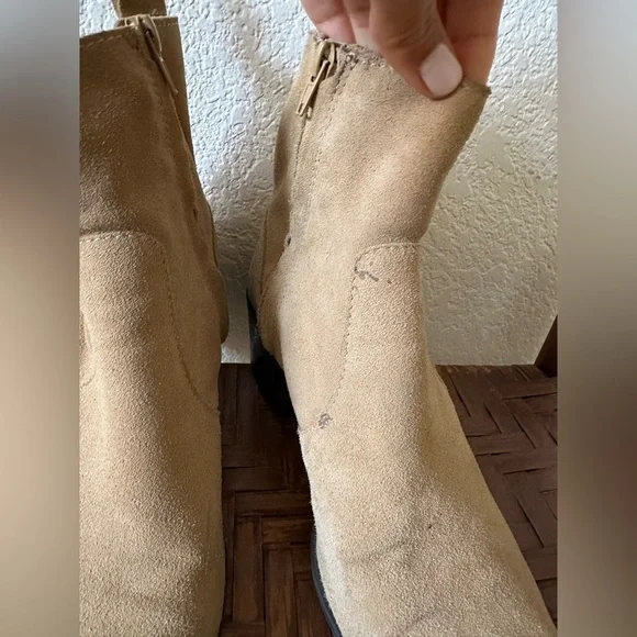 Zara Leather Split Suede Pointed Toe Cowboy Ankle Boots Size 39 | 8 - Picture 12 of 14